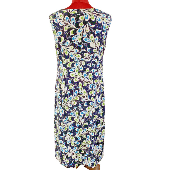 Loft Sexy Black Floral Cocktail Dress Mod Green Blue Flowers Sz 12 Plunge Neck - Picture 6 of 9
